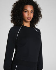 SPANX AirEssentials® Pique Long Sleeve Crewneck Top | Very Black