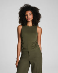 SPANX® Sleek Jersey High Neck Ruched Tank | Dark Pine