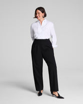 SPANX® Ponte Pleated Barrel Leg Trouser with Tuxedo Stripe | Classic Black