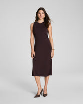 SPANX® Sleek Jersey Crewneck Ruched Midi Dress | Truffle Brown