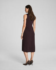 SPANX® Sleek Jersey Crewneck Ruched Midi Dress | Truffle Brown