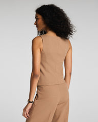 SPANX® WellSuited Tailored Button-Down Vest | Camel Heather