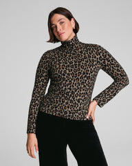 SPANX® Ponte Jacquard Turtleneck | Light Leopard Print