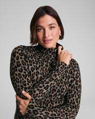 SPANX® Ponte Jacquard Turtleneck | Light Leopard Print