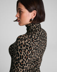 SPANX® Ponte Jacquard Turtleneck | Light Leopard Print