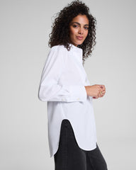SPANX® Poplin Tuxedo Button-Up Shirt | Classic White