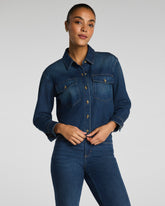 SPANX® Denim Shacket | Adriatic Blue
