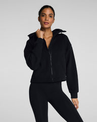 SPANX® BoostUp Cotton Fleece Full Zip Hoodie | Very Black