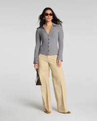 SPANX® Ribbed Knit Button Down | Dove Grey