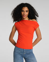 SPANX® Ribbed Knit Ruched Off-The-Shoulder Top | Poppy