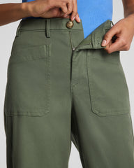 SPANXsupersmooth™ Stretch Twill Utility Barrel Leg Pant with Patch Pockets | Eucalyptus