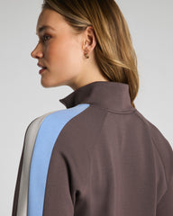 SPANX AirEssentials® Colorblock Track Jacket | Dark Cacao Stripe