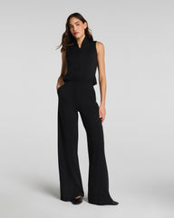 SPANX AirEssentials® Shawl Collar Half Zip Jumpsuit | Very Black