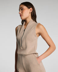 SPANX AirEssentials® Shawl Collar Half Zip Jumpsuit | Dune Heather