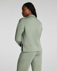 SPANX AirEssentials® Long Sleeve Polo Top | Sage Brush Heather