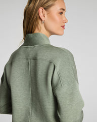 SPANX AirEssentials® Shawl Collar Half Zip | Sage Brush Heather