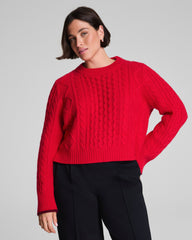 La Ligne Cropped Cable Marin Sweater | SPANX® Red
