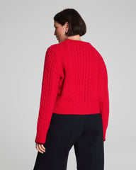 La Ligne Cropped Cable Marin Sweater | SPANX® Red