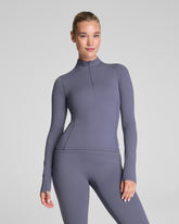 SPANX® Get Moving Brushed Contour Half Zip | Pewter