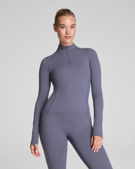 SPANX® Get Moving Brushed Contour Half Zip | Pewter