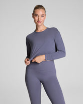 SPANX® Outpace Cropped Long Sleeve Top | Pewter