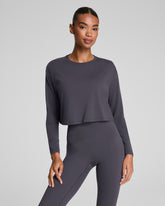 SPANX® Outpace Cropped Long Sleeve Top | Storm