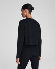 SPANX® Outpace Cropped Long Sleeve Top | Very Black