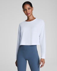 SPANX® Outpace Cropped Long Sleeve Top | Vivid White