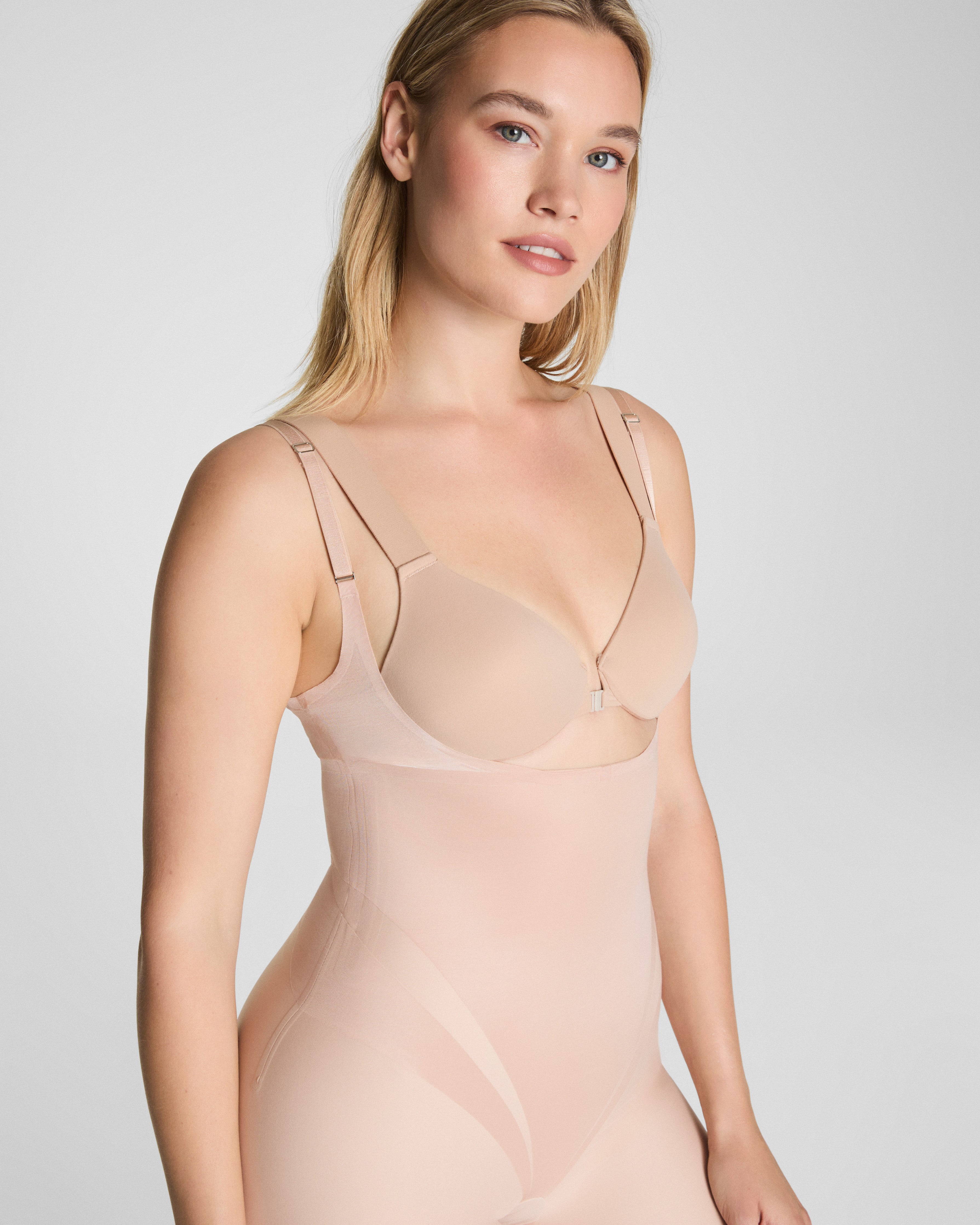 SPANXsupersculpt™ Transform Open-Bust Mid-Thigh Bodysuit | Champagne Beige