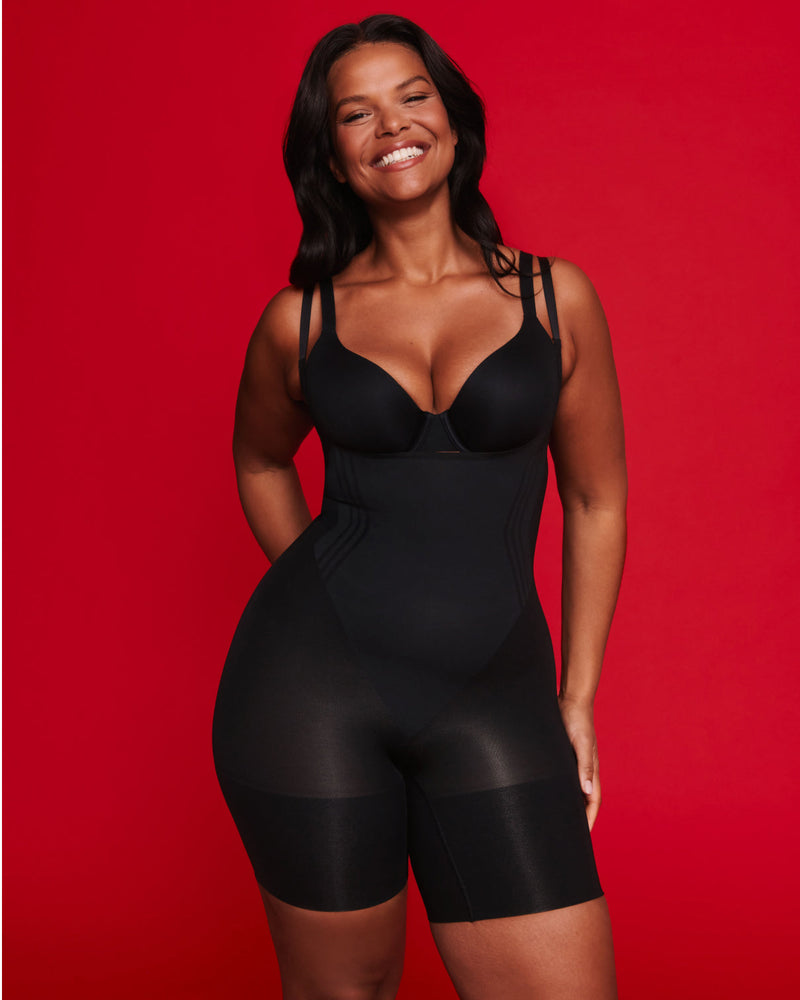SPANXsculpt™ GoFigure Open-Bust Mid-Thigh Bodysuit | Very Black