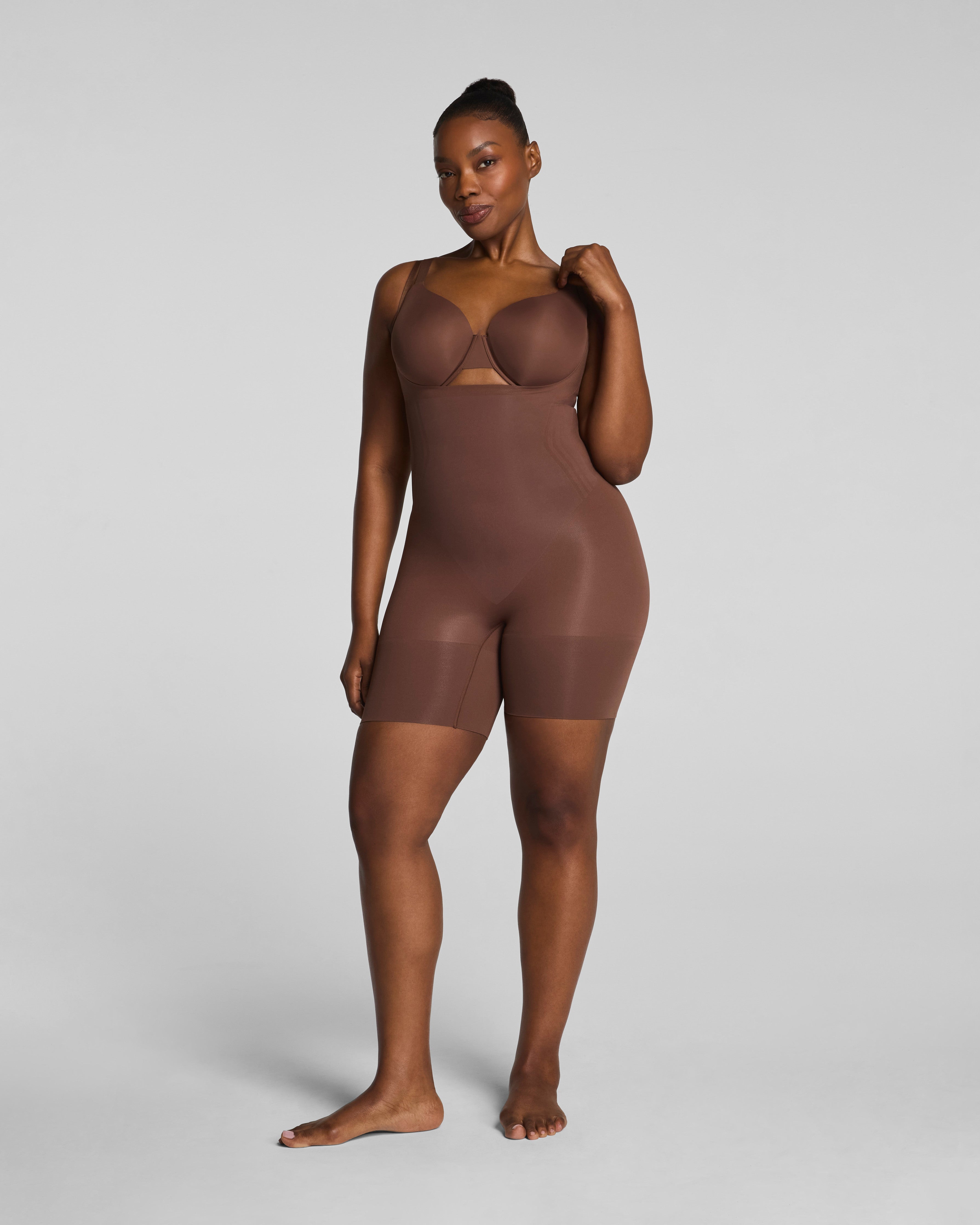 SPANXsculpt™ GoFigure Open-Bust Mid-Thigh Bodysuit | Ganache
