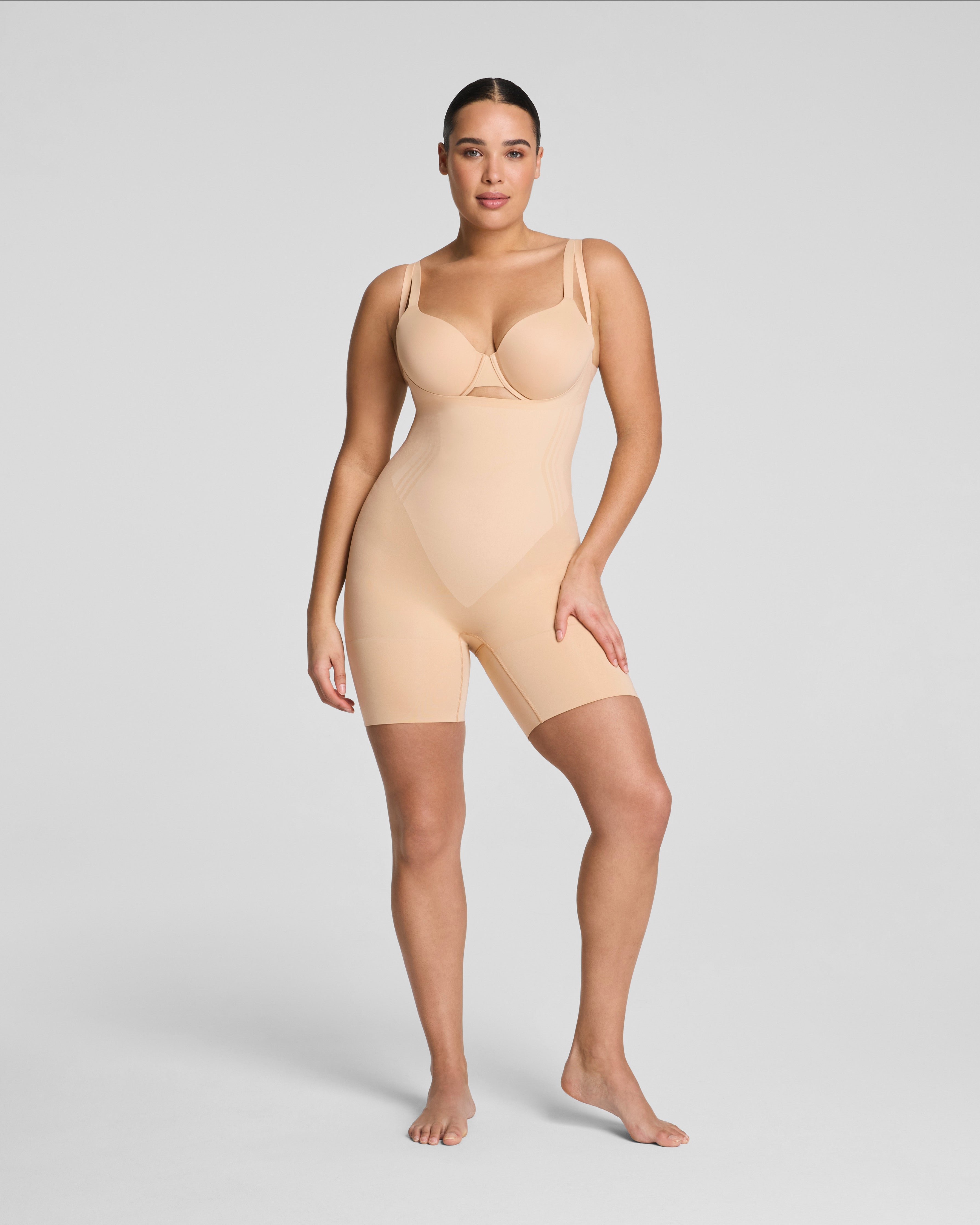 SPANXsculpt™ GoFigure Open-Bust Mid-Thigh Bodysuit | Honey