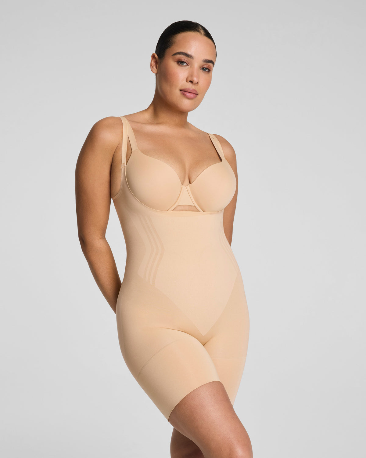 SPANXsculpt™ GoFigure Open-Bust Mid-Thigh Bodysuit | Honey