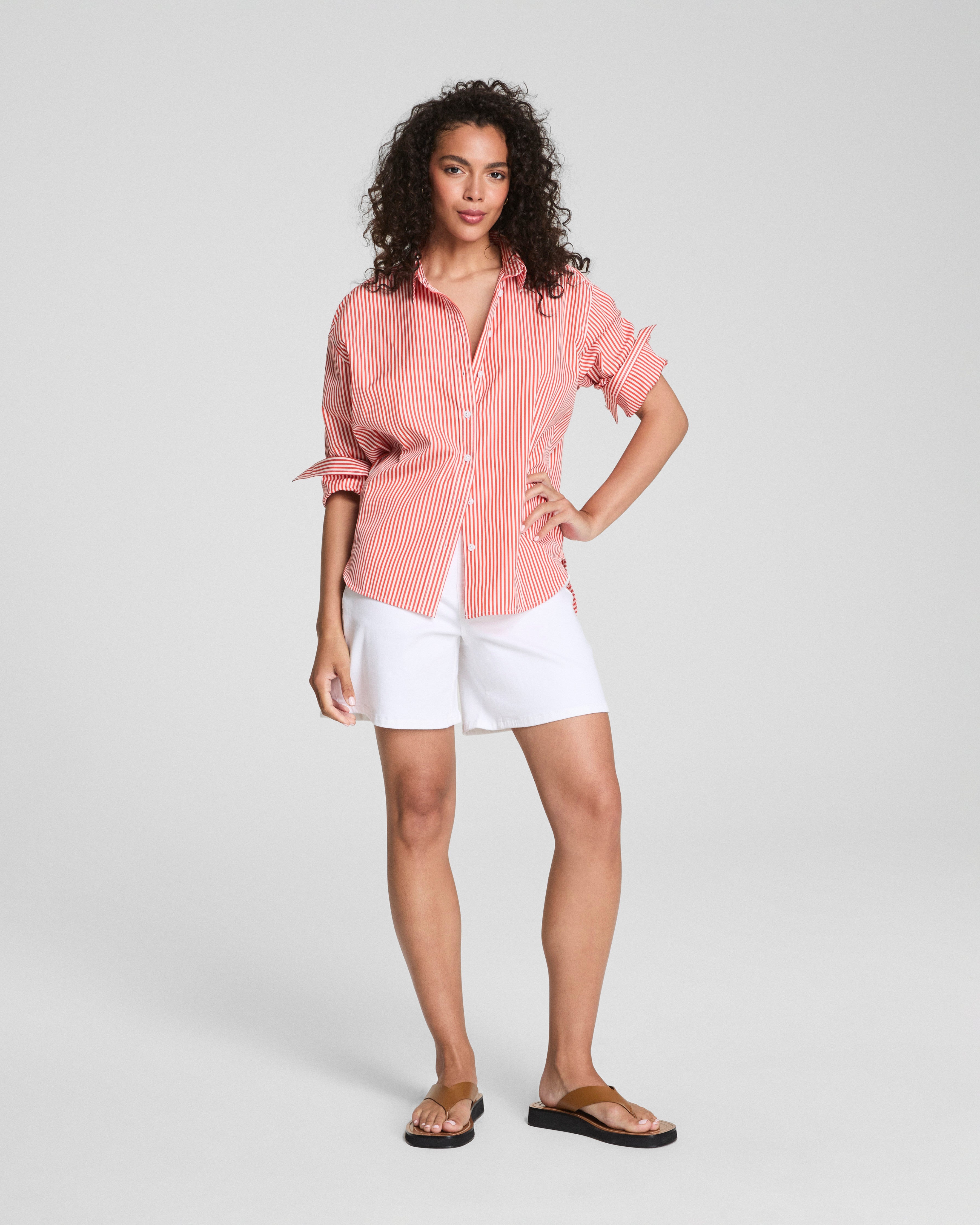 SPANX® Poplin Oversized Button-Up Shirt | Porcelain/Poppy