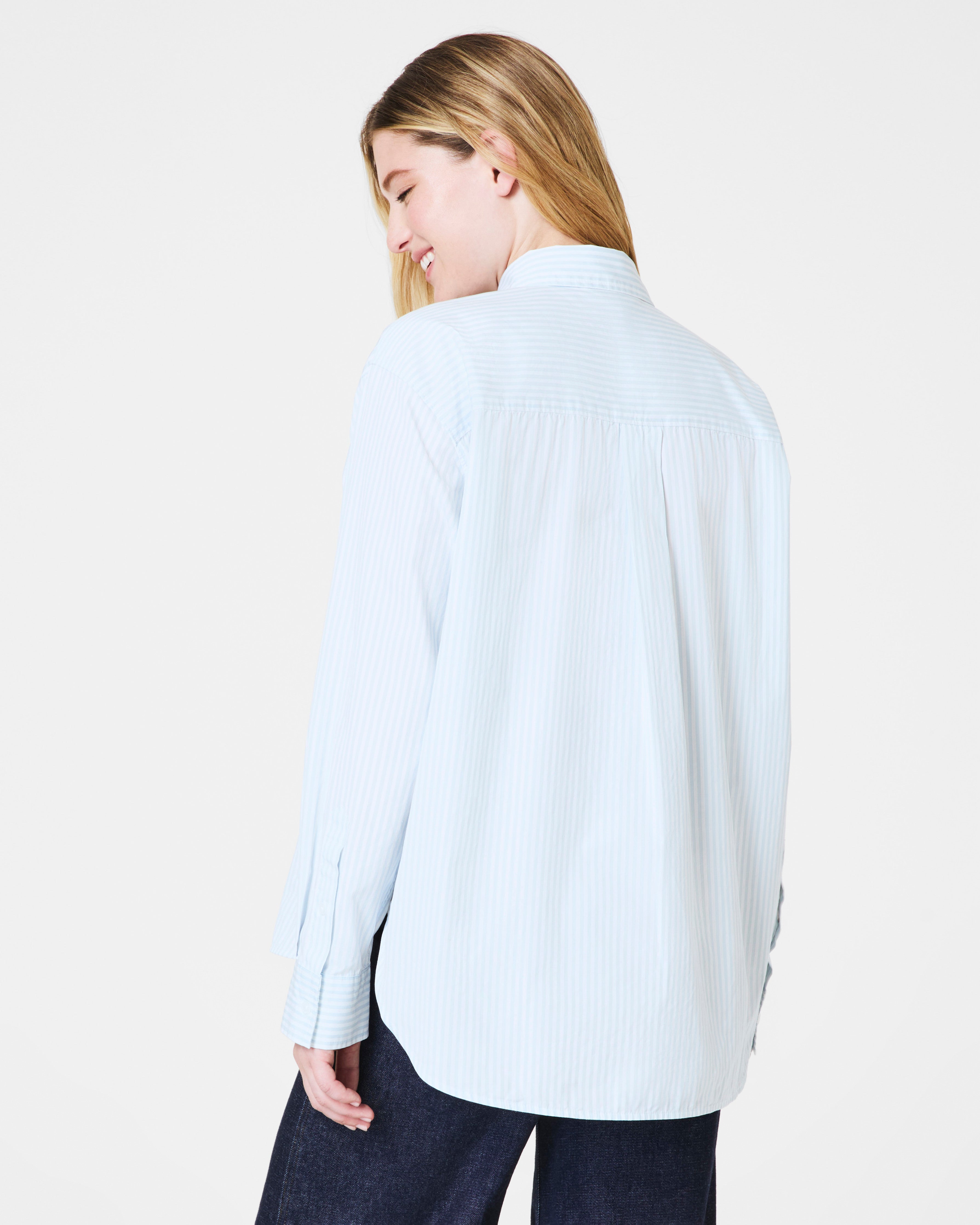 SPANX® Poplin Oversized Button-Up Shirt | Classic White/Sky