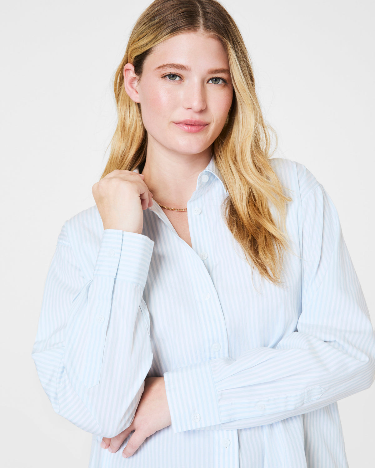 SPANX® Poplin Oversized Button-Up Shirt | Classic White/Sky