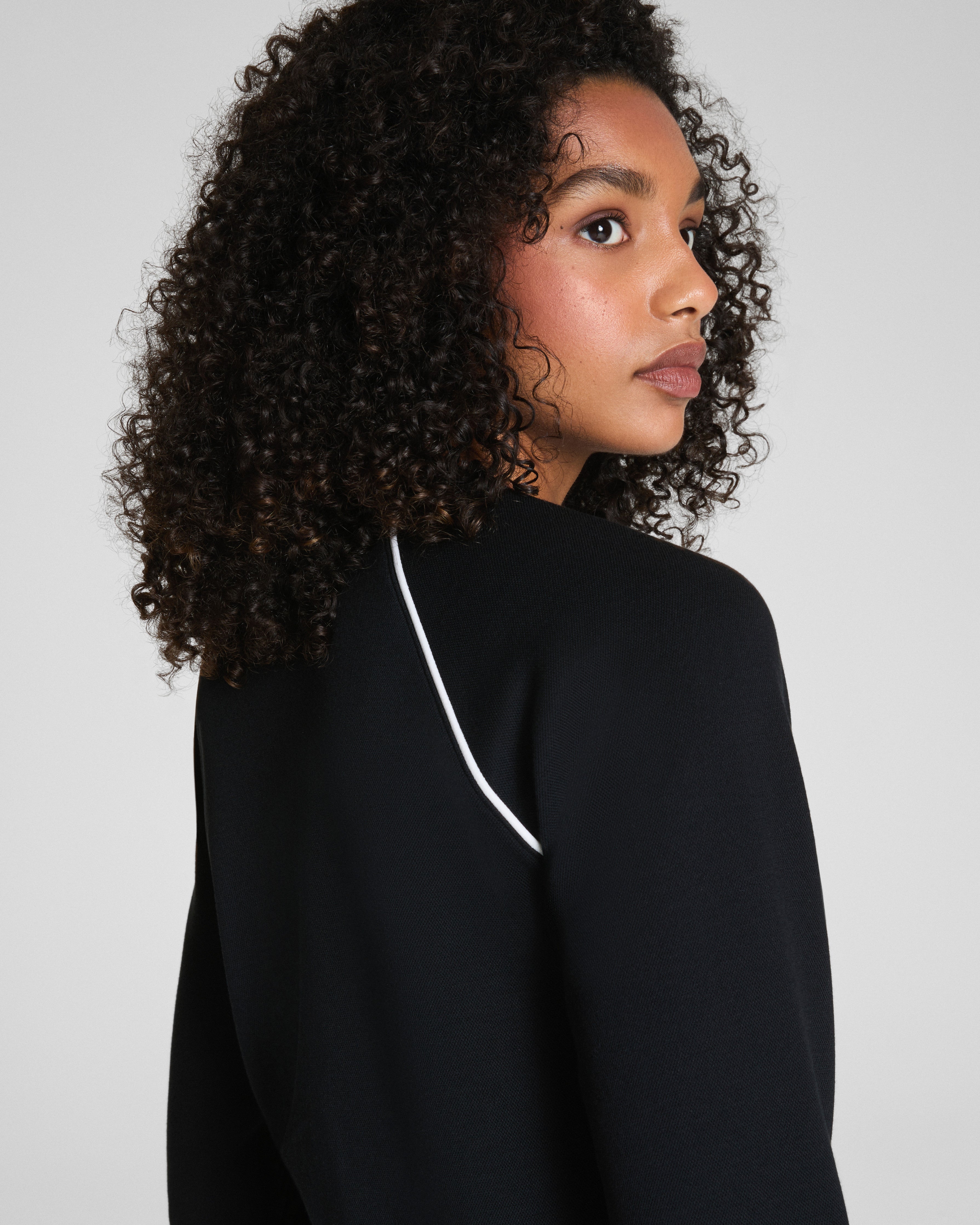 SPANX AirEssentials® Pique Long Sleeve Crewneck Top | Very Black