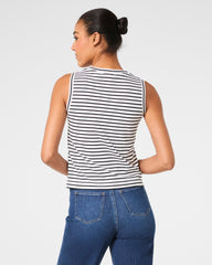 SPANX® Cotton Crewneck Tank Stripe | Classic White Stripe