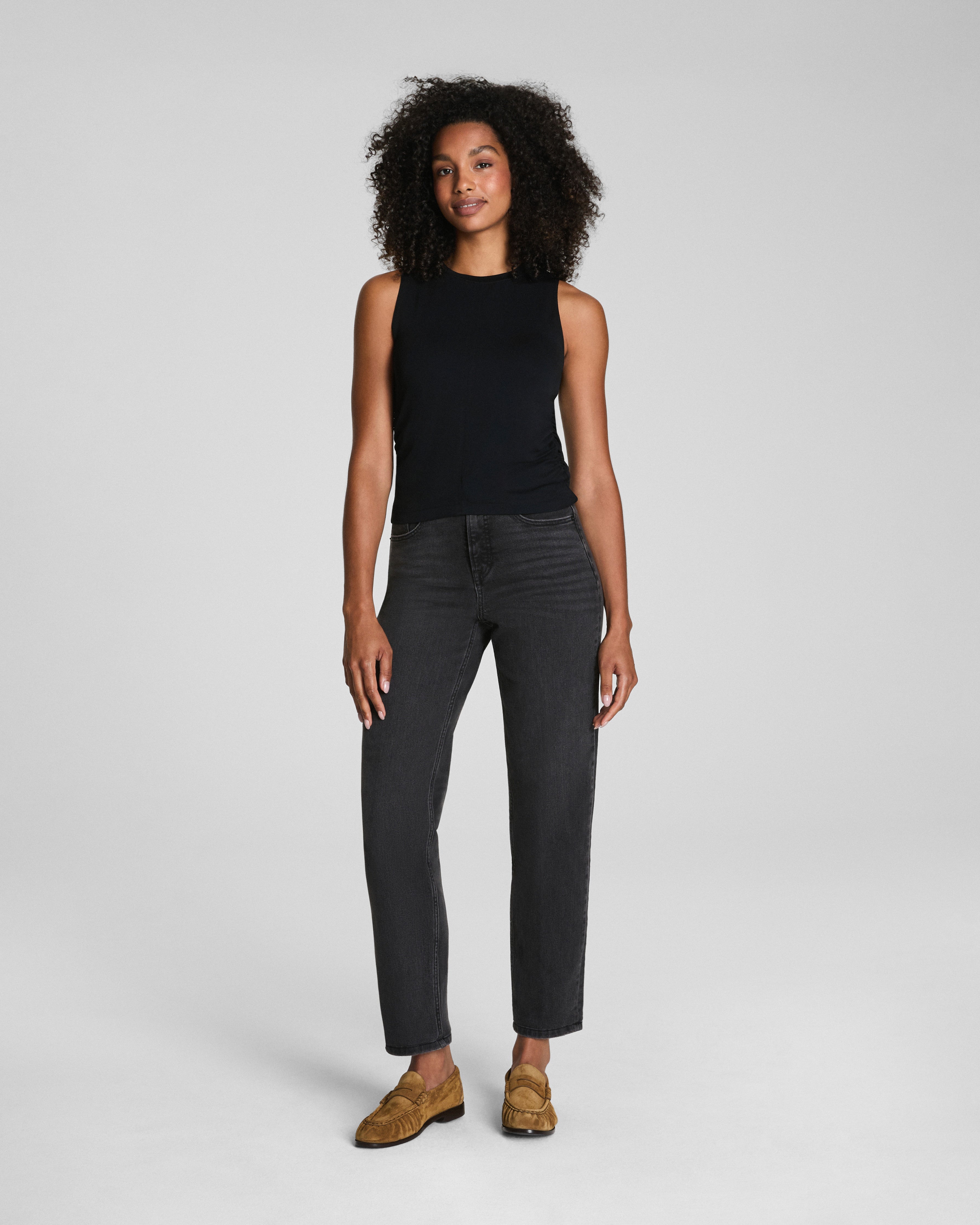 SPANX® Sleek Jersey High Neck Ruched Tank | Classic Black