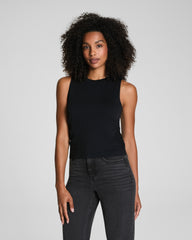 SPANX® Sleek Jersey High Neck Ruched Tank | Classic Black