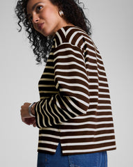 SPANX® Cotton Boatneck Top | Linen/Truffle Brown