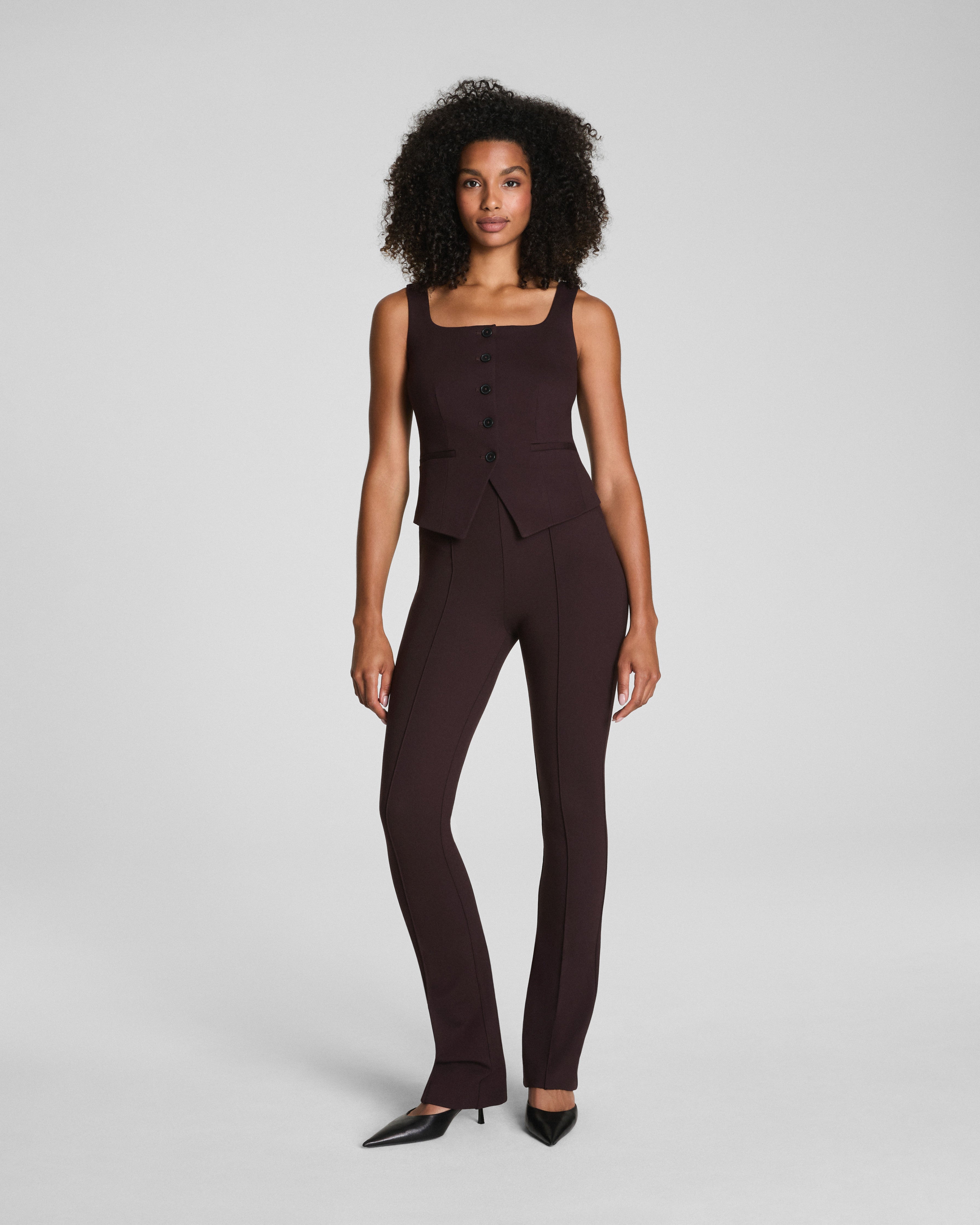 SPANX® Ponte Tailored Vest | Truffle Brown