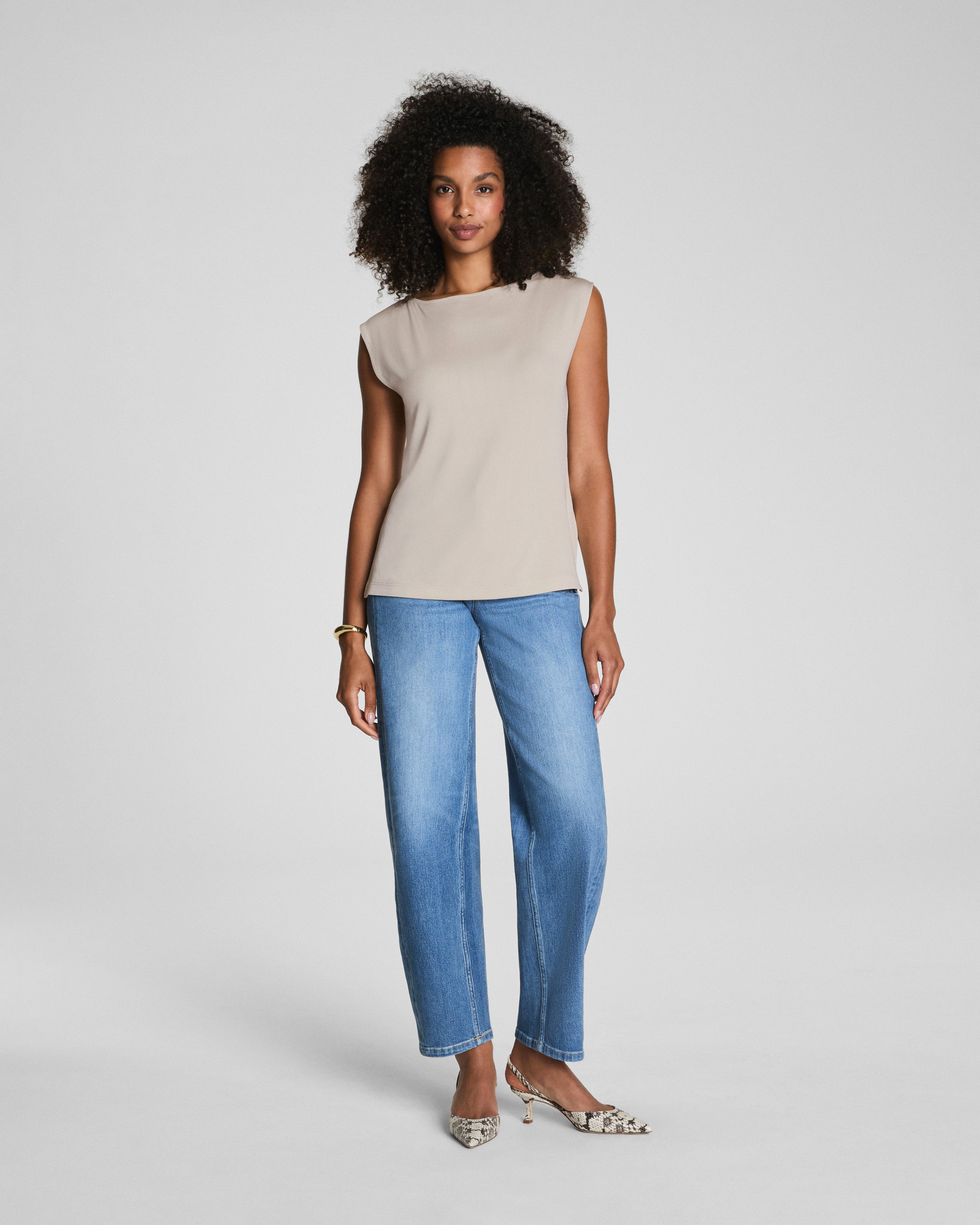 SPANX® Sleek Jersey High Neck Tee | Bone