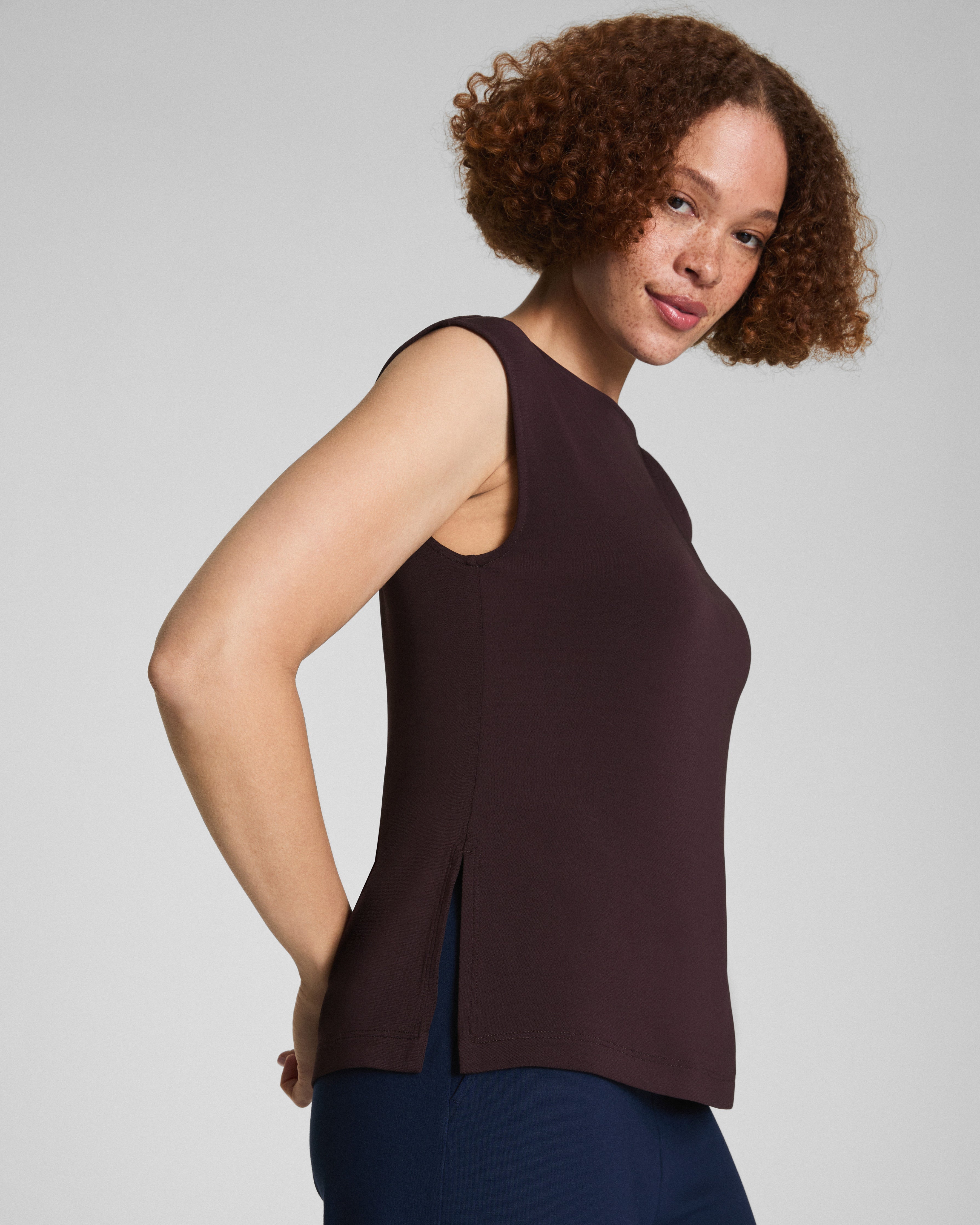 SPANX® Sleek Jersey High Neck Tee | Truffle Brown