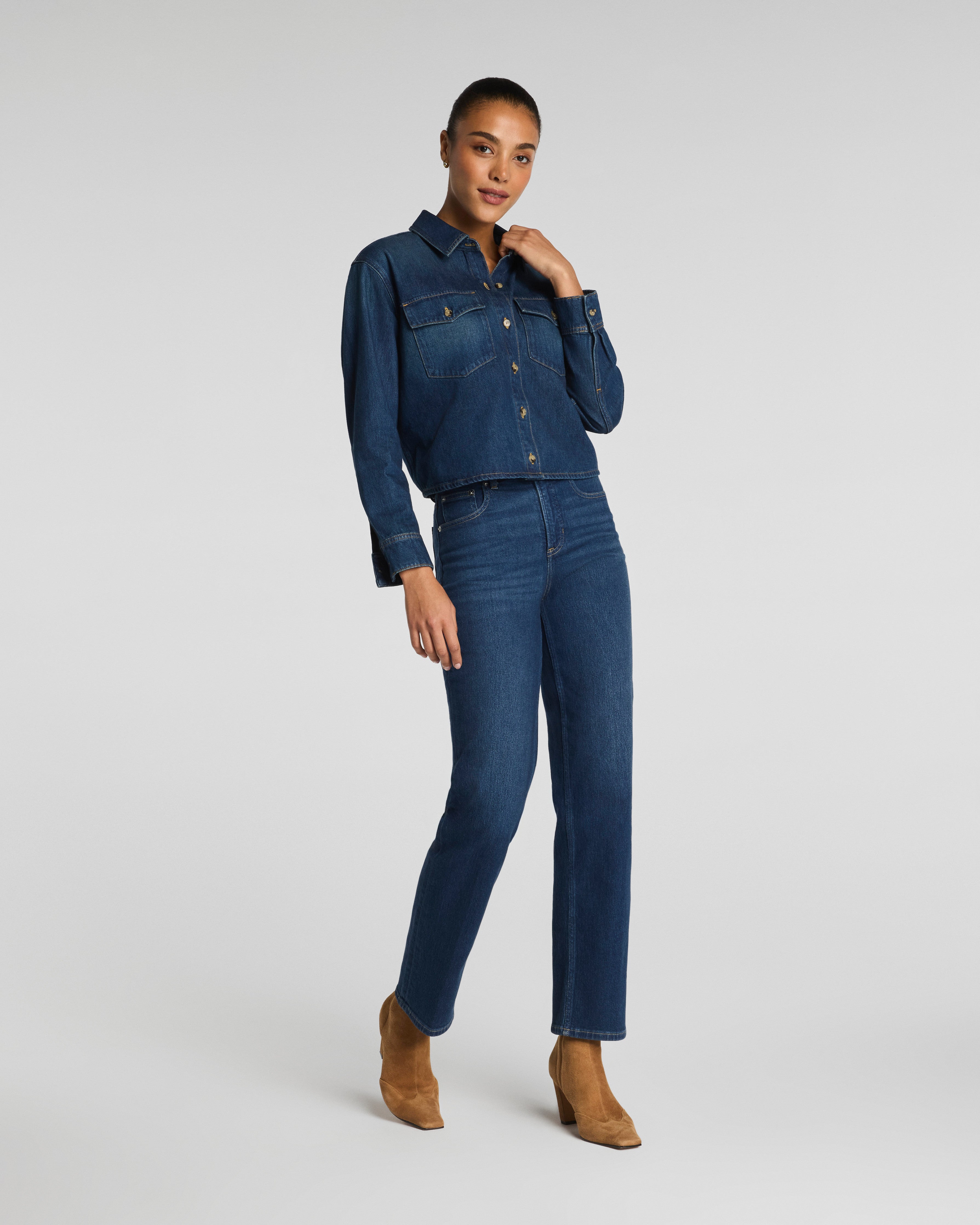 SPANX® Denim Shacket | Adriatic Blue