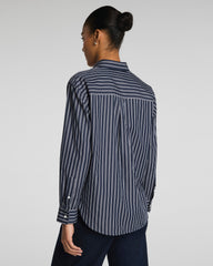 SPANX® Poplin Oversized Button-Up Shirt | Timeless Navy/Classic White