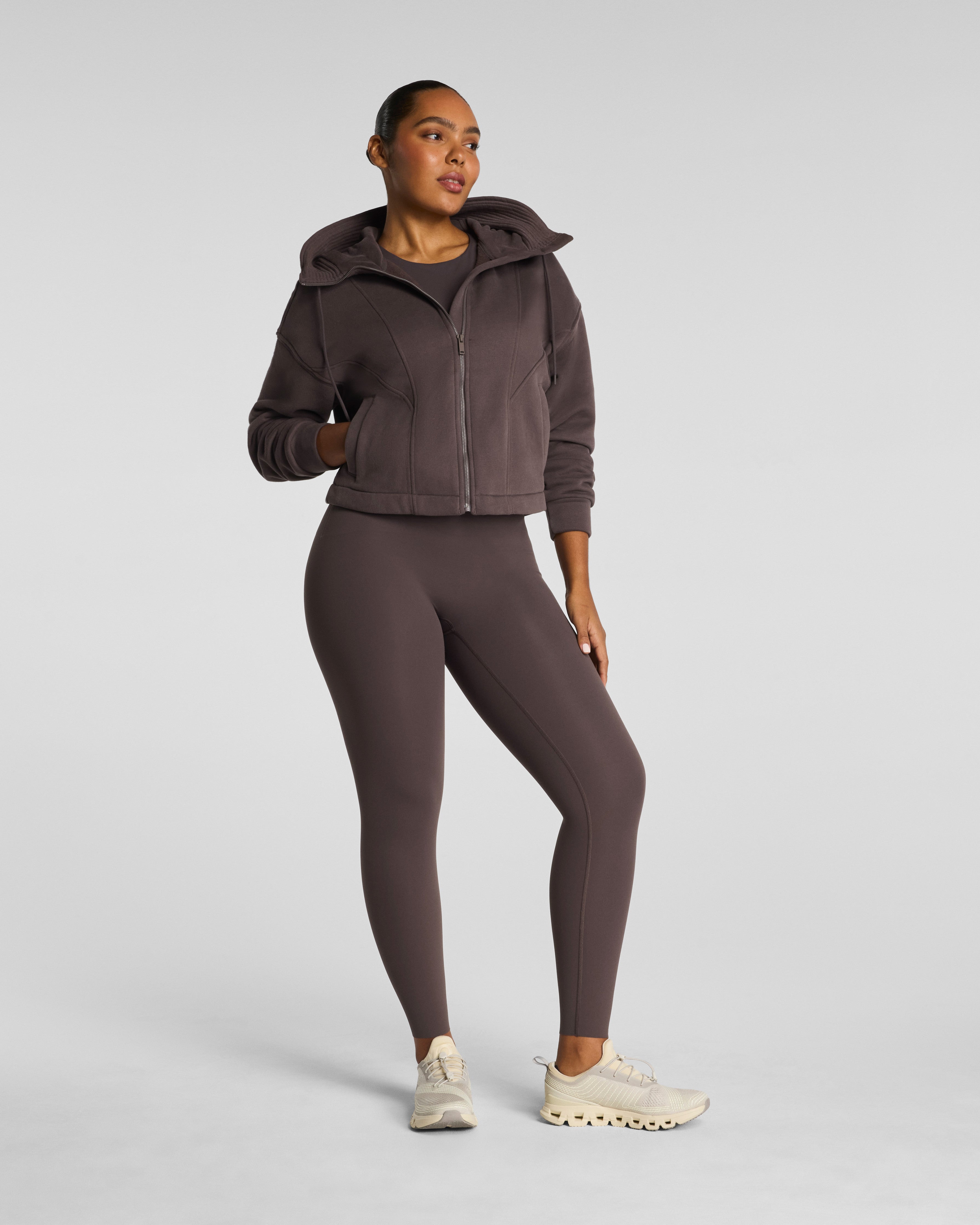 SPANX® BoostUp Cotton Fleece Full Zip Hoodie | Dark Cacao