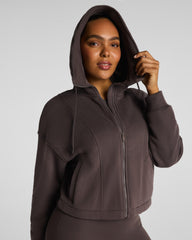 SPANX® BoostUp Cotton Fleece Full Zip Hoodie | Dark Cacao