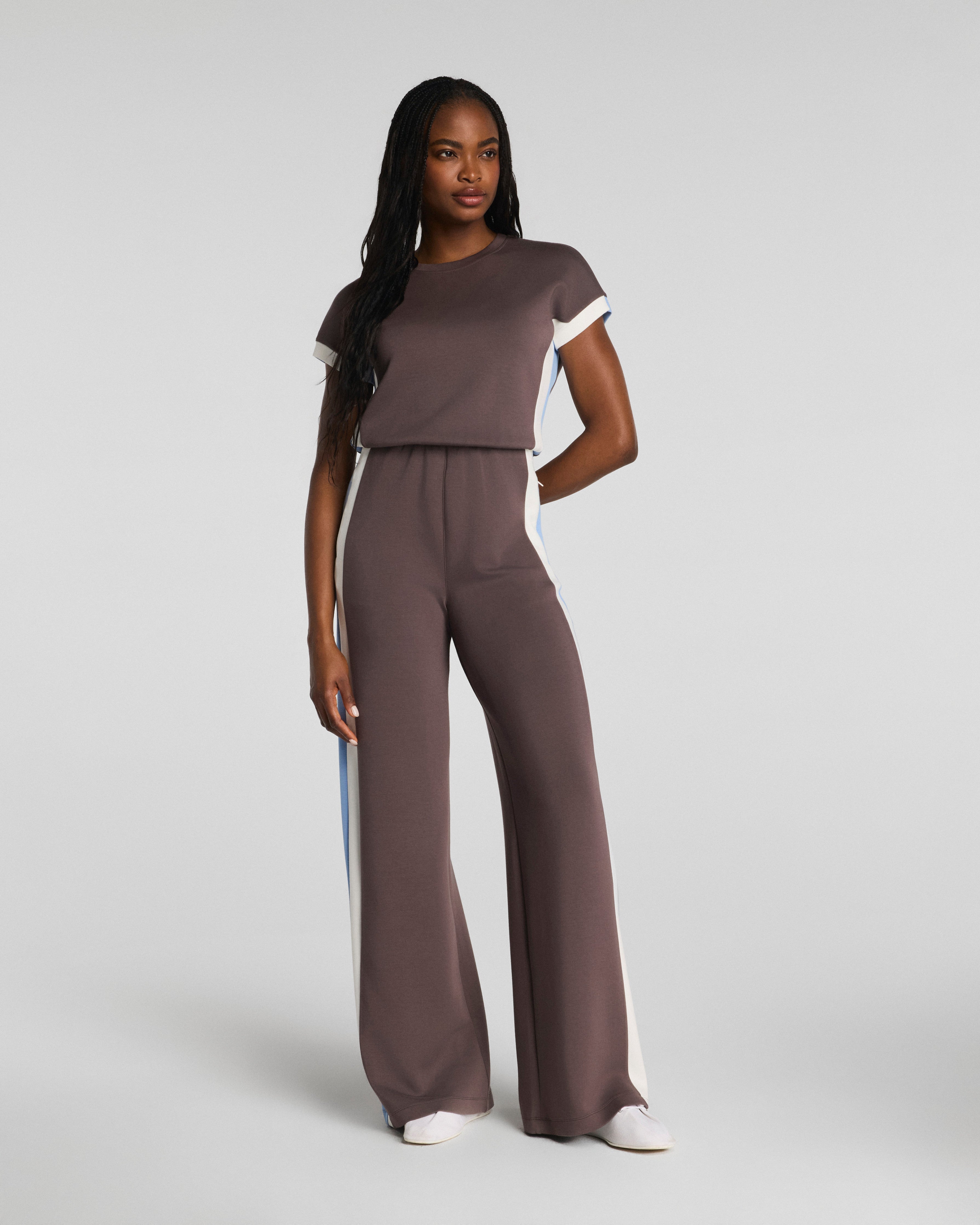 SPANX AirEssentials® Colorblock Jumpsuit | Dark Cacao Stripe