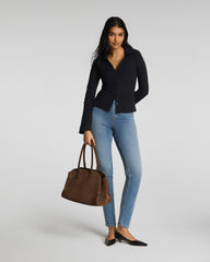 SPANX® Ribbed Knit Button Down | Classic Black